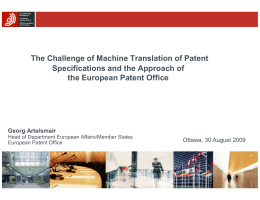 The challenge of machine translation of patent specifications and