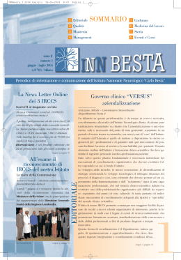 SOMMARIO 5 EDITORIALE - Istituto Neurologico Carlo Besta