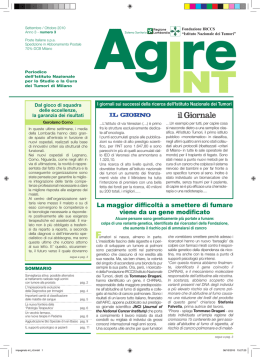 Settembe/Ottobre 2010 numero 3 - Istituto Nazionale dei Tumori