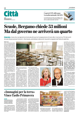 Scuole, Bergamo chiede 53 milioni Ma dal governo ne arriverà un