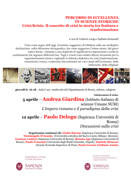 5 aprile – Andrea Giardina (Istituto italiano di scienze Umane SUM