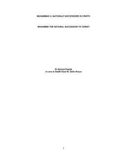 Muhamamd Il Naturale Successore Di Cristo