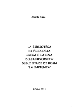 LA BIBLIOTECA DI FILOLOGIA GRECA E LATINA DELL