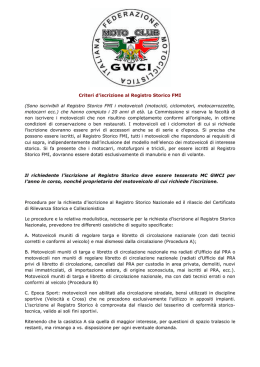 Criteri d`iscrizione al Registro Storico FMI (Sono iscrivibili al Registro