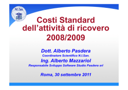 Costi Standard dell`attivit&agrave; di ricovero 2008/2009