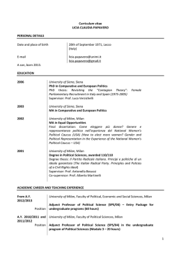 Curriculum vitae - Web server per gli utenti dell`Universit&agrave; degli