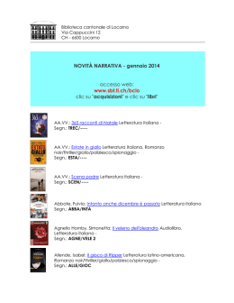 NOVIT&Agrave; NARRATIVA - gennaio 2014 accesso web: www.sbt.ti.ch