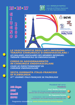 Le Vasculopatie degli arti inferiori