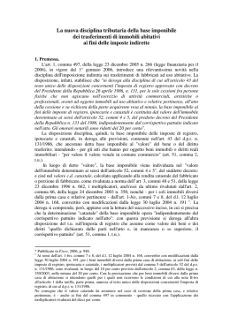 La nuova disciplina tributaria della base imponibile dei trasferimenti