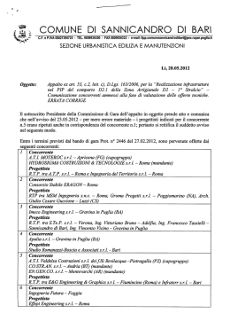APPALTO EX ART. 53, C. 2 LETT. C), D.Lgs. 163/2006, PER LA