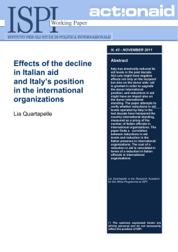 Effects of the decline in Italian aid and Italy`s position in the