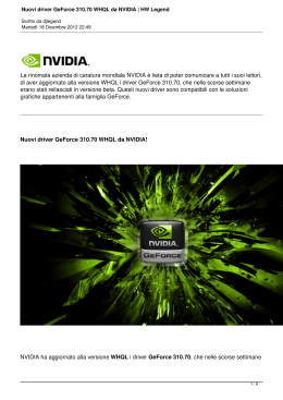 Nuovi driver GeForce 310.70 WHQL da NVIDIA | HW Legend