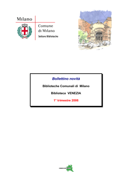Bollettino novità - Biblioteche Regione Lombardia