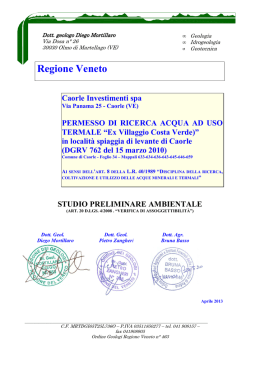 Studio Preliminare Ambientale Caorle Investimenti