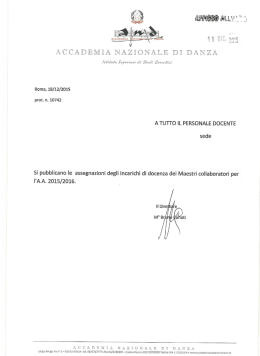 Assegnazione incarichi a.a. 2015/2016: maestri collaboratori