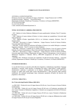 curriculum vitae - Dipartimento Metodi e modelli per l`economia, il