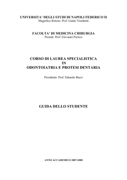 Corso di Laurea Specialistica in Odontoiatria e Protesi Dentaria