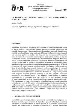 Interventi per la riduzione del rischio rumore Legislazione