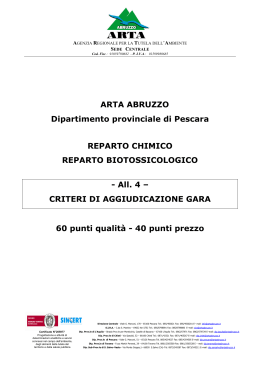 ARTA ABRUZZO Dipartimento provinciale di Pescara REPARTO