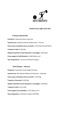 Scheda Prezzo Caff&egrave; Verde 2012 - El Bosque