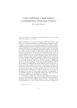 Critica dell`Italia (e degli italiani) e antigiolittismo nel giovane Gramsci