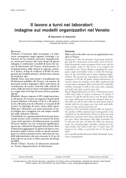 Il lavoro a turni nei laboratori