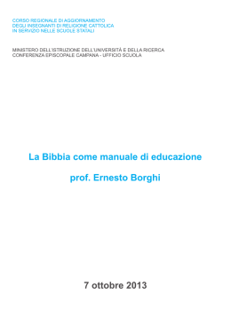 La Bibbia come manuale di educazione prof. Ernesto Borghi