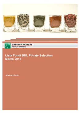 Lista Fondi BNL Private Selection Marzo 2013