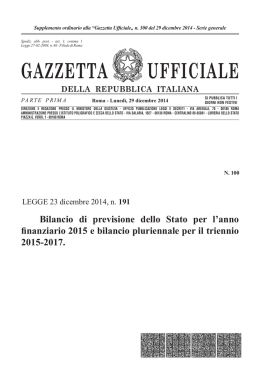 Legge 191 del 23 dicembre 2014 - Bilancio di previsione dello stato