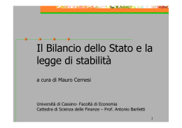 Il Bilancio dello Stato e la legge di stabilit&agrave; legge di stabilit&agrave;