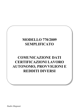 modello 770/2009 semplificato comunicazione dati certificazioni