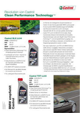 Revolution von Castrol Clean Performance Technology™ BMW