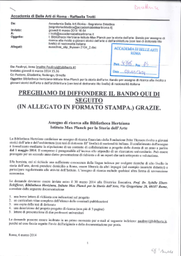 Assegno di ricerca alla Bibliotheca Hertziana Istituto Max Planck per