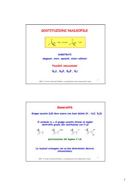 SOSTITUZIONI NUCLEOFILE Generalit&agrave;