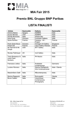 MIA Fair 2015 Premio BNL Gruppo BNP Paribas LISTA FINALISTI
