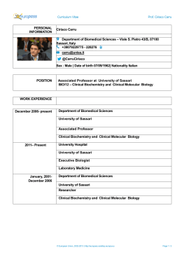 PERSONAL INFORMATION Ciriaco Carru Department of