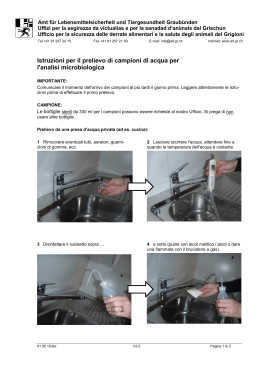 Istruzioni per il prelievo di campioni di acqua per l`analisi