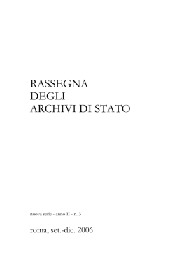 RASSEGNA DEGLI ARCHIVI DI STATO - Direzione generale per gli