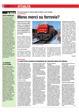 FFS Cargo prevede un ulteriore taglio nel traffico a
