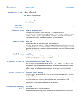 CV Serena Bossetti - Centro Ricreazione