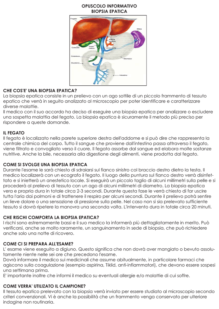 Opuscolo Informativo Biopsia Epatica Che