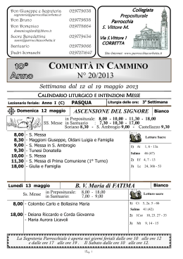 COMUNITÀ IN CAMMINO N° 20/2013 - Parrocchia S.Vittore – Corbetta