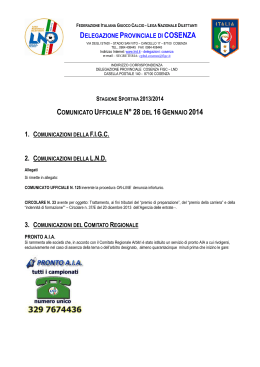 Comunicato Ufficiale n°28 del 16 Gennaio 2014