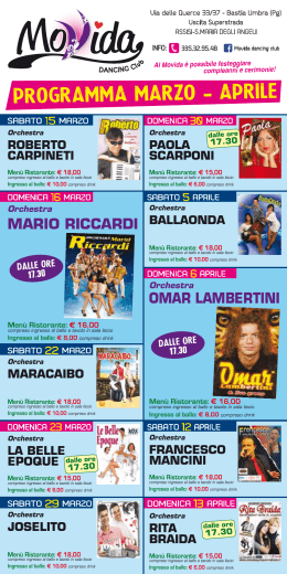 volantino 15x30 mar-apr - Ristorante Sala da Ballo Dancing Tiberina