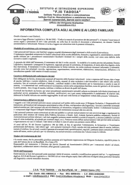 INFORMATIVA COMPLETA AGLI ALUNNI E AI LORO
