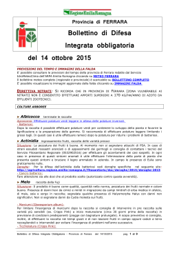 Bollettino difesa integrata obbligatoria provincia Ferrara 14ott15