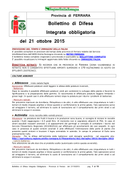 Bollettino difesa integrata obbligatoria provincia Ferrara 21ott15
