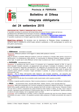 Bollettino difesa integrata obbligatoria provincia Ferrara 24set15