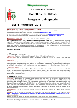 Bollettino difesa integrata obbligatoria provincia Ferrara 4nov15