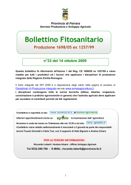 Bollettino Fitosanitario Produzione 1698/05 ex